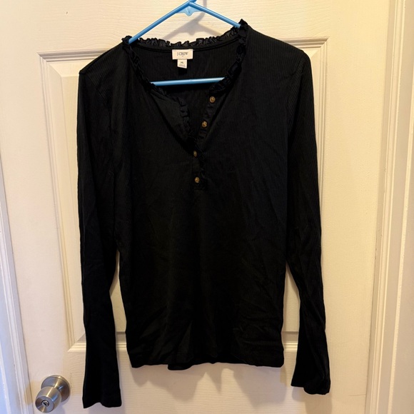 J Crew Ribbed Ruffleneck Henley - Picture 2 of 4